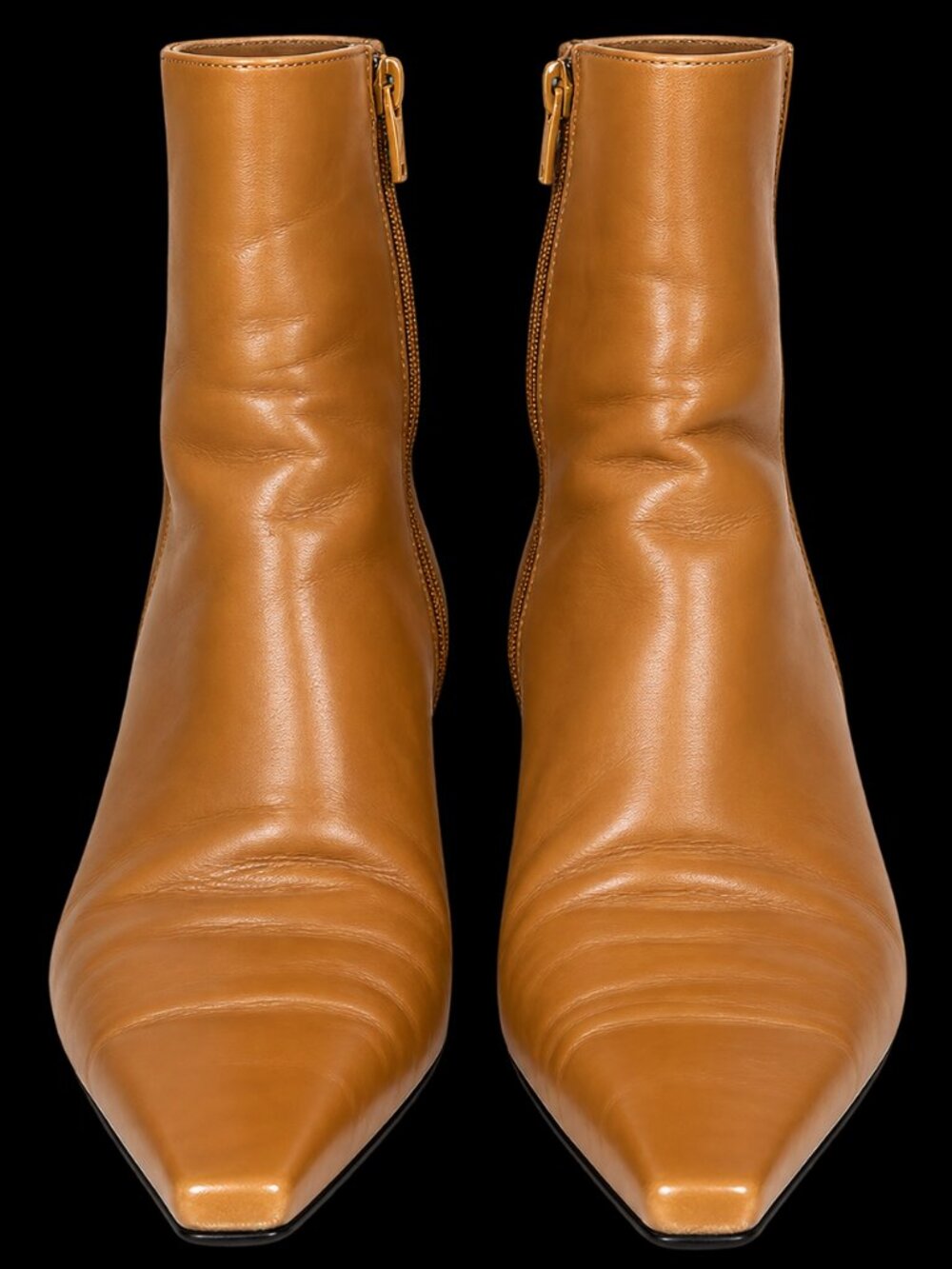 Stuart Weitzman Tan Leather Pointed Toe Kitten Heel Ankle Boots Size 10